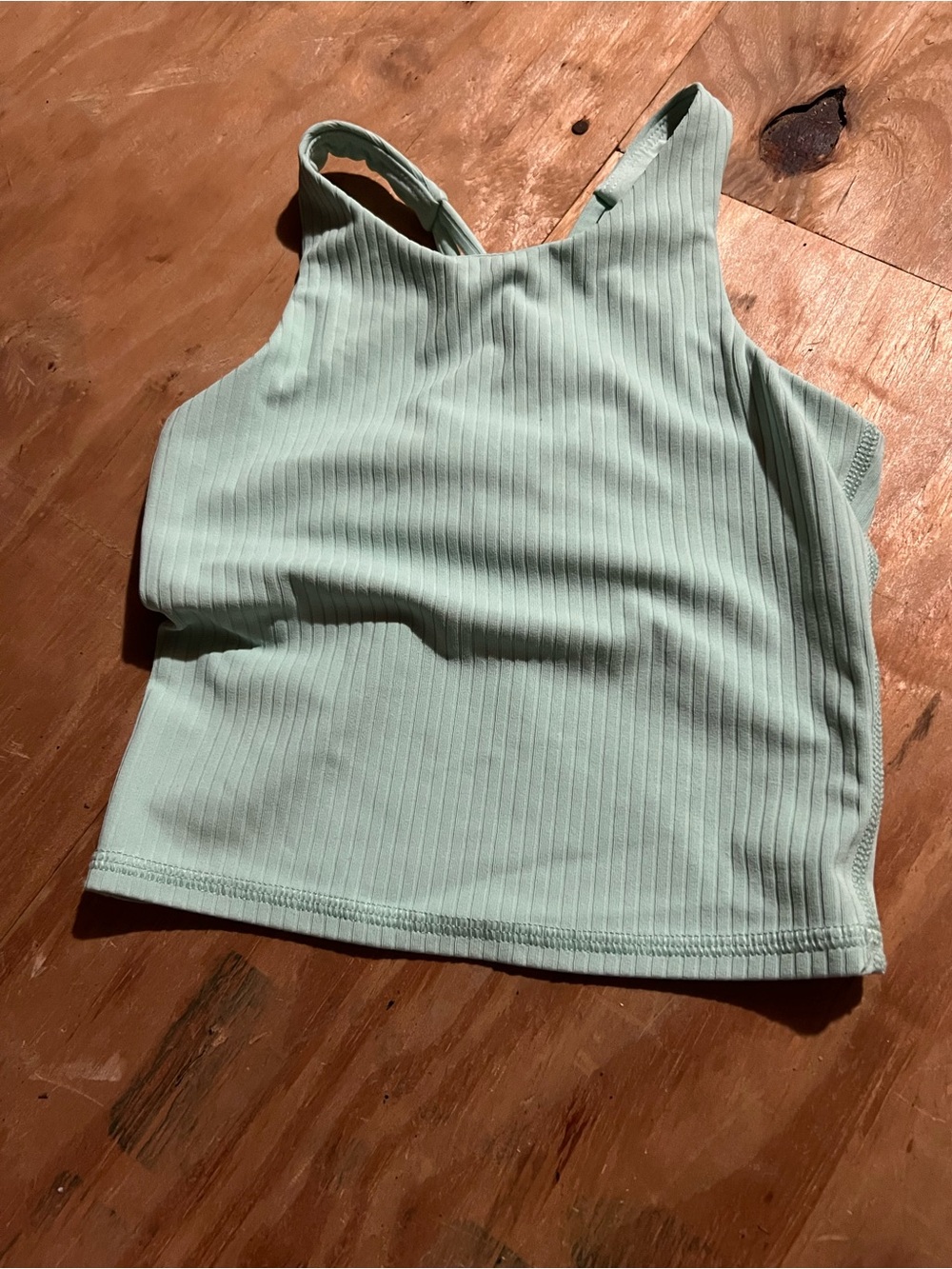 Kids Ribbed High-Neck Crop Tank Top - Mint Green